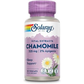 SOLARAY Chamomile Extract 325 mg - Traditional Herbal Support - Standardized to 2% Apigenin, an Antioxidant and Flavonoid - Vegan, Gluten Free, Made Without Soy, 60-Day Guarantee, 30 Serv, 30 VegCaps