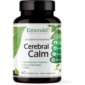 Emerald Labs Cerebral Calm - Brain Health Supplement with GABA, Albion Magnesium, Chamomile & Suntheanine L-Theanine - Premium Calming Supplement - 60 Vegetable Capsules (Up to 60-Day Supply)