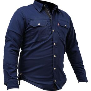 GREAT BIKERS GEAR - Mens Motorcycle Shirt Reinforced with Protective Aramid Lining Fabric Motorbike with Free CE Protectors