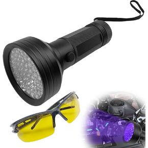 Car Oil AC Dye Detection Kit, Leak Test Tool Kit, Auto Air Conditioner Leak Test Tool, Professional Car Tool, Leak Test Kit Includes LED Flashlight and Glasses