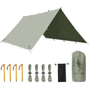 FREE SOLDIER Waterproof Portable Tarp Multifunctional Outdoor Camping Traveling Awning Backpacking Tarp Shelter Rain Tarp (Gray Upgrade)