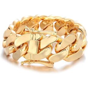 18K Cuban men's gold bracelet, 22mm wide, specially designed for men's domineering bracelet. It is a good choice for giving to fathers, lovers, and friends