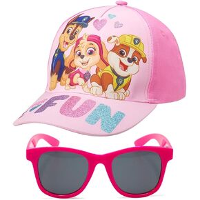 Nickelodeon Girls' Paw Patrol Baseball Cap - Skye, Marshall, Everest Curved Brim Strap Back Hat (Size 2T-7) With Sunglasses