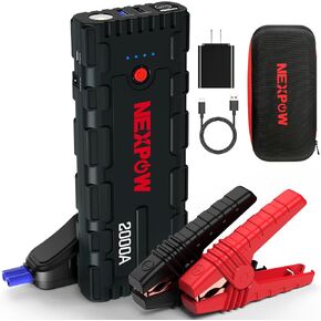 Nexpow 2000a Peak Car Jump Starter مع USB Quick Charge 3.0 (ما يصل إلى 7.0 لتر غاز أو محرك ديزل 6.5 لتر) ، مربع قفزة محمولة 12V ، معززة بطارية مع ضوء LED مدمج