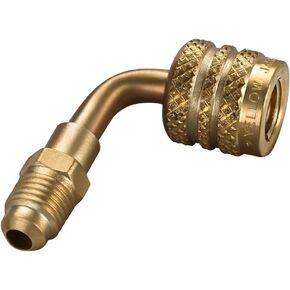جاكيت صفراء 19204 1/4 "محول خرطوم لخزانات التبريد A2L اليسرى - LH الإناث إلى ذكور RH من تركيب الزاوية اليمنى