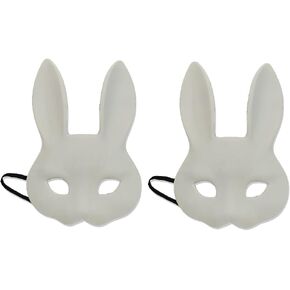 Anbaby 2 Pcs White DIY Bunny Mask Perfect for Costume Party or Festive Events Accessory