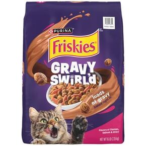 Purina Friskies Dry Cat Food Gravy Swirl'd With Flavors of Chicken, Salmon and Gravy - 22 lb. Bag