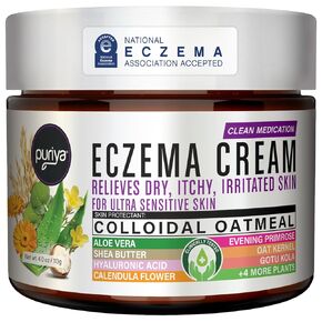Puriya 5-in-1 Eczema Cream for Kids, Baby, Toddler, Adults, Advanced Colloidal Oatmeal Lotion for Dry, Itchy Skin Relief on Face and Body, Clinically Tested, Intensive Moisturizing Eczema Treatment