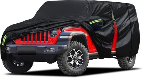Migaven 6 طبقات غطاء السيارة مناسب لصالح Jeep Wrangler 4 Door 2006-2025 JK JL ، مقاوم للماء كامل الغطاء الخارجي حماية شمس الشمس مع سحاب الباب in Kuwait