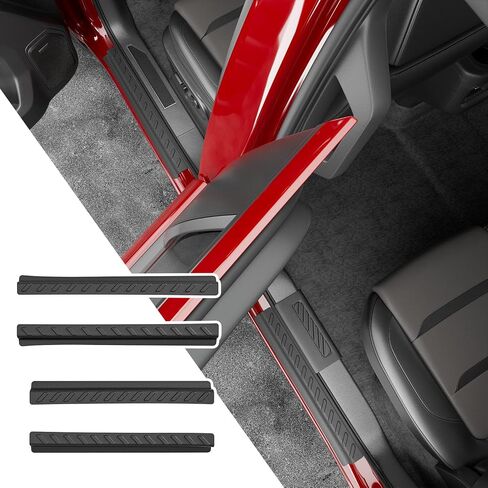 powoq Door Sill Protector Compatible with 2019-2025 Chevy Silverado GMC Sierra 1500 TPE Car Door Protector 4Pcs Car Sill Guard Replacement for 2019-2025 Chevy Silverado Accessories in Saudi Arabia