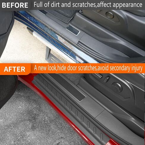 powoq Door Sill Protector Compatible with 2019-2025 Chevy Silverado GMC Sierra 1500 TPE Car Door Protector 4Pcs Car Sill Guard Replacement for 2019-2025 Chevy Silverado Accessories in Saudi Arabia