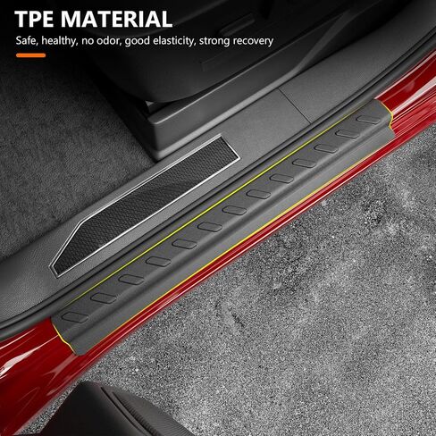 powoq Door Sill Protector Compatible with 2019-2025 Chevy Silverado GMC Sierra 1500 TPE Car Door Protector 4Pcs Car Sill Guard Replacement for 2019-2025 Chevy Silverado Accessories in Saudi Arabia