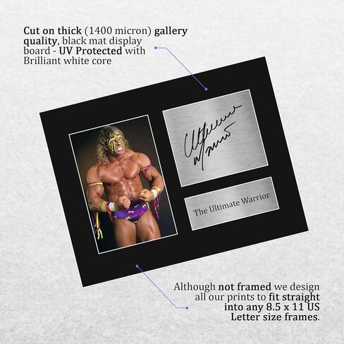HWC Trading The Ultimate Warrior Framed Gift Signed Printed Autograph WWF WWE Wrestling Print Photo Picture Display - US Letter Size in Saudi Arabia
