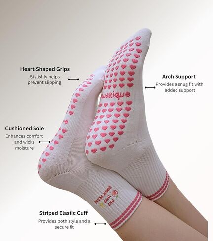 Pilates Grip Socks للنساء ، جوارب طاقم وردي لطيف لليوغا ، البار والتمارين المنزلية ، فكرة هدية رائعة in Kuwait