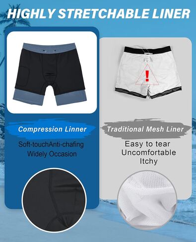 Milin Naco Swim Trunks 9 Inch Compression Liner 2 in 1 Quick Dry Swimming Shorts with Zip Pockets Drawstring Bathing Suits in Saudi Arabia