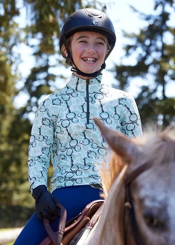 Kerrits Kids Breeze Ice Fil Long Sleeve Equestrian Shirt -– Cooling Kids Sun Protection Top for Horse Riding, Outdoor Sports in Kuwait