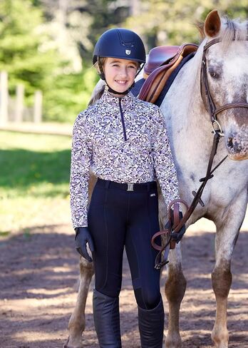 Kerrits Kids Breeze Ice Fil Long Sleeve Equestrian Shirt -– Cooling Kids Sun Protection Top for Horse Riding, Outdoor Sports in Kuwait