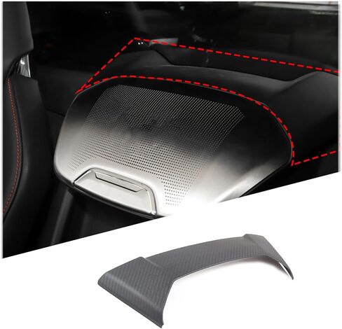 غطاء مكبر صوت علوي ألياف الكربون الحقيقي المتوافق مع شيفروليه كورفيت C8 Stingray 2020-2024 ، غطاء الشاحن العلوي للهاتف في الصف الخلفي ، من أجل المكشوفة (أحمر) in Kuwait