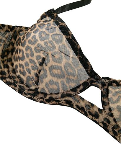 Lilosy Petite Sexy Mesh Sheer Underwire Push Up Women Lingerie Set See Through Bra Panty 2 Piece Leopard X-Small in Saudi Arabia
