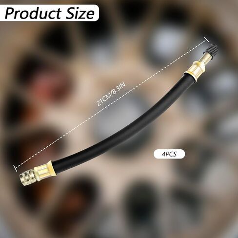 2 Pcs 8.25" Black Valve Stem Extension, Flexible Valve Stem Extenders for Cars, Trucks, Motorcycles, Bikes, Scooters - Universal Fit in Saudi Arabia