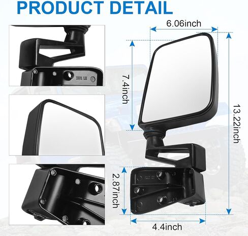JDMSPEED Pair Driver & Passenger Side View Mirrors with Black Cover Compatible with 1987-2002 Jeep Wrangler Manual Folding No Heated Replace# CH1320102 CH1321102 in Saudi Arabia