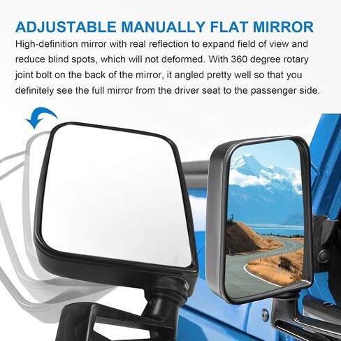 JDMSPEED Pair Driver & Passenger Side View Mirrors with Black Cover Compatible with 1987-2002 Jeep Wrangler Manual Folding No Heated Replace# CH1320102 CH1321102 in Saudi Arabia