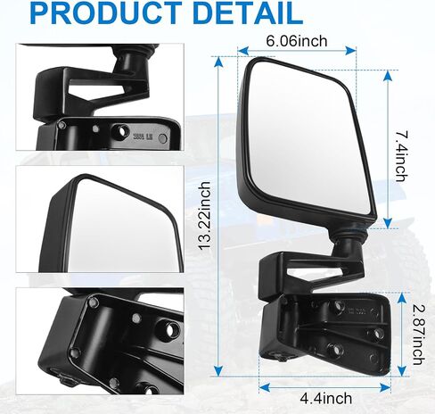 JDMSPEED Pair Driver & Passenger Side View Mirrors with Black Cover Compatible with 1987-2002 Jeep Wrangler Manual Folding No Heated Replace# CH1320102 CH1321102 in Saudi Arabia