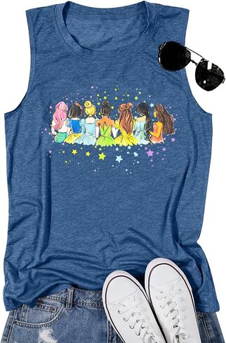 Magical Tank Tops Women: Magic Princess Shirt Cute Magic Kingdom Tshirt Family Vacation Trip Sleeveless Tanks Tops in Kuwait