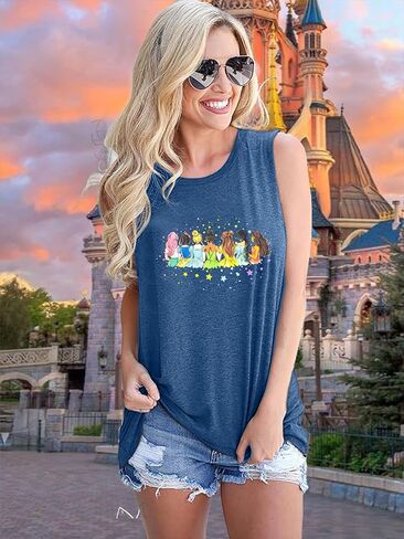 Magical Tank Tops Women: Magic Princess Shirt Cute Magic Kingdom Tshirt Family Vacation Trip Sleeveless Tanks Tops in Kuwait