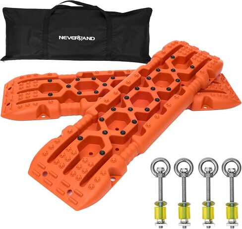 NEVERLAND Traction Boards Recovery Tracks - Traction Boards Offroad Recovery Tracks for Sand Mud Snow, Recovery Boards for 4X4 Vehicle RV Truck Jeep SUV Emergency Tire Traction (Orange) in Saudi Arabia