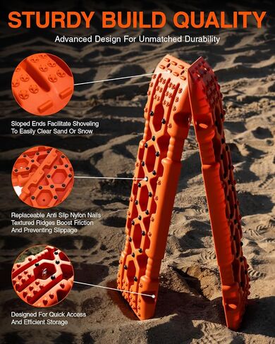 NEVERLAND Traction Boards Recovery Tracks - Traction Boards Offroad Recovery Tracks for Sand Mud Snow, Recovery Boards for 4X4 Vehicle RV Truck Jeep SUV Emergency Tire Traction (Orange) in Saudi Arabia