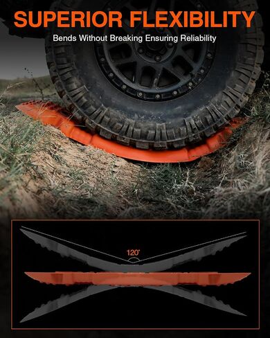 NEVERLAND Traction Boards Recovery Tracks - Traction Boards Offroad Recovery Tracks for Sand Mud Snow, Recovery Boards for 4X4 Vehicle RV Truck Jeep SUV Emergency Tire Traction (Orange) in Saudi Arabia