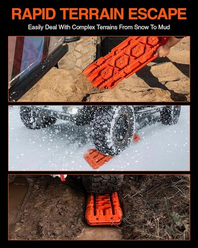 NEVERLAND Traction Boards Recovery Tracks - Traction Boards Offroad Recovery Tracks for Sand Mud Snow, Recovery Boards for 4X4 Vehicle RV Truck Jeep SUV Emergency Tire Traction (Orange) in Saudi Arabia