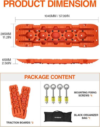 NEVERLAND Traction Boards Recovery Tracks - Traction Boards Offroad Recovery Tracks for Sand Mud Snow, Recovery Boards for 4X4 Vehicle RV Truck Jeep SUV Emergency Tire Traction (Orange) in Saudi Arabia