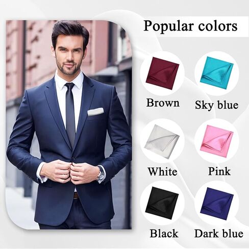 Handkerchiefs for Men, 11.4 inch Satin Mens Pocket Square Solid Color Hanky for Wedding Party Business Church in Saudi Arabia