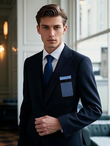 Pocket Squares for Men Solid Handkerchief with Pocket Square Holder for Church Wedding Graduation in Kuwait