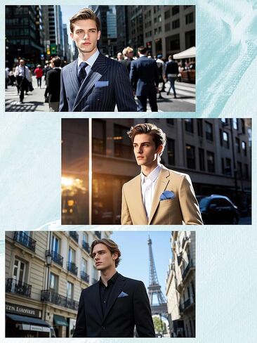 Pocket Squares for Men Solid Handkerchief with Pocket Square Holder for Church Wedding Graduation in Kuwait