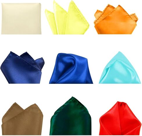 Mens Satin Pocket Square Set, Solid Color Handkerchief Bulk for Tux Suit Prom Wedding Event in Saudi Arabia
