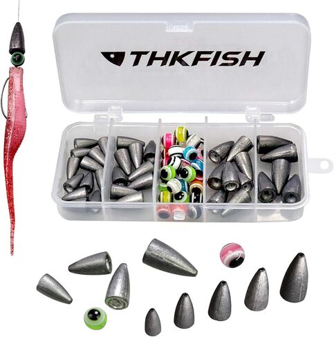 THKFISH Fishing Weights Sinkers Fishing Beads Bullet Sinkers Carolina Rig Texas Rig Kit Fishing Accessories Kit 64pcs/219pcs in Kuwait
