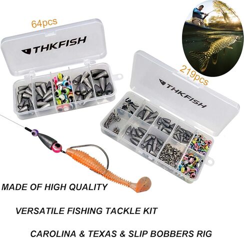 THKFISH Fishing Weights Sinkers Fishing Beads Bullet Sinkers Carolina Rig Texas Rig Kit Fishing Accessories Kit 64pcs/219pcs in Kuwait