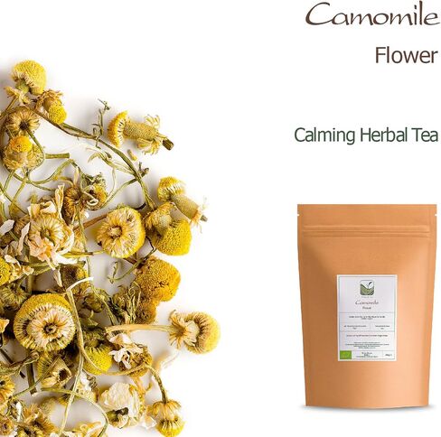Chamomile Flowers Organic Herbal Tea - Soothing and Relaxing - Wild Matricaria Chamomile - Cammomile Chamomile Flowers Chanomille Chanile Chamoline Flowers Organic Camomile Flower Chammomile in Kuwait