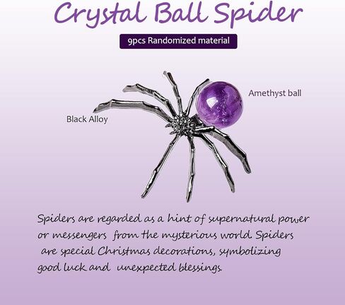 9PCS Natural Crystal Tumbling Stones with Silver Alloy Spider Handmade Halloween Decor Healing Crystal Gift for Home & Office Unique Animal Figurine Collection in Saudi Arabia