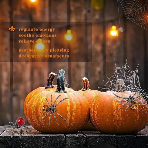 9PCS Natural Crystal Tumbling Stones with Silver Alloy Spider Handmade Halloween Decor Healing Crystal Gift for Home & Office Unique Animal Figurine Collection in Saudi Arabia