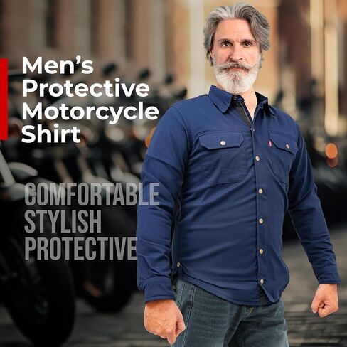 Great Bikers Gear - قميص دراجة نارية للرجال معززة بدراجة نارية من نسيج Aramid للبطانة مع واقيات CE مجانية in Kuwait