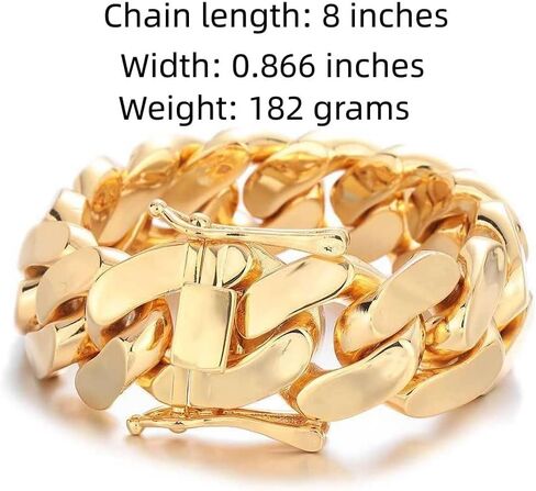 18K Cuban men's gold bracelet, 22mm wide, specially designed for men's domineering bracelet. It is a good choice for giving to fathers, lovers, and friends in Saudi Arabia
