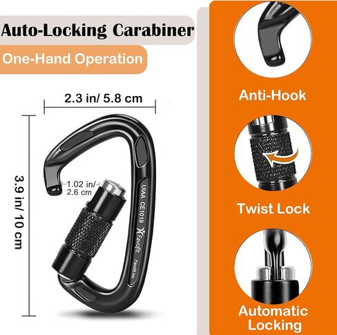 قفل حلقة التسلق للخدمة الشاقة: مشابك Caribeaner الآمنة المعتمدة من Favofit UIAA 42kn (9441 LBS) - حلقات براغي كبيرة على شكل Rock Mountain Caribiniers لإنقاذ رجال الإطفاء in Saudi Arabia