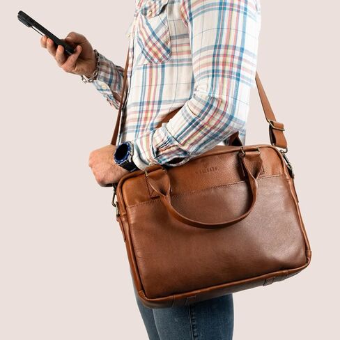 Full Grain Leather Briefcase | Elegant Handmade Leather Briefcase for Men, Perfect for Work and Business. in Saudi Arabia