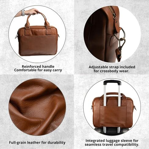 Full Grain Leather Briefcase | Elegant Handmade Leather Briefcase for Men, Perfect for Work and Business. in Saudi Arabia