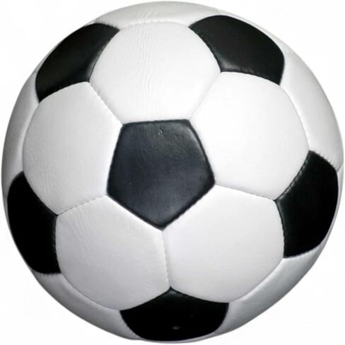 Geoffrey Vintage 32 Panel Soccer Ball 100% Cow Leather with Wooden Base | TAN & Dark Brown | Size 5 | Retro Football in Kuwait