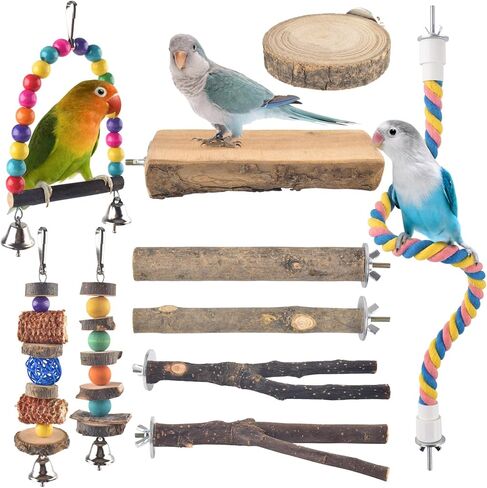 Bissap Bird Chew Toys, 5 Packs Parakeet Natural Wood Toys Parrot Hanging Cage Toy Bird Perch Stand for Small Bird Conure Cockatiel Parrotlet Lovebird Budgie in Saudi Arabia